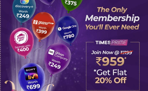 Flat 25% off with Times Prime